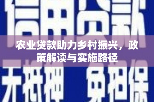 谯城农业贷款助力乡村振兴，政策解读与实施路径