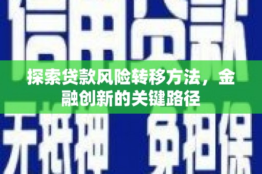 谯城探索贷款风险转移方法，金融创新的关键路径