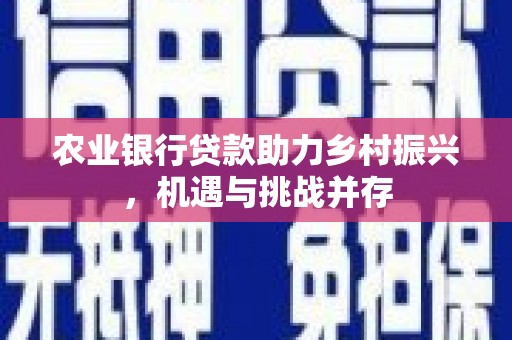 谯城农业银行贷款助力乡村振兴，机遇与挑战并存