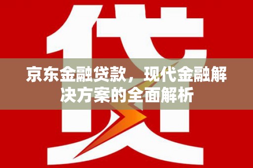 谯城京东金融贷款，现代金融解决方案的全面解析